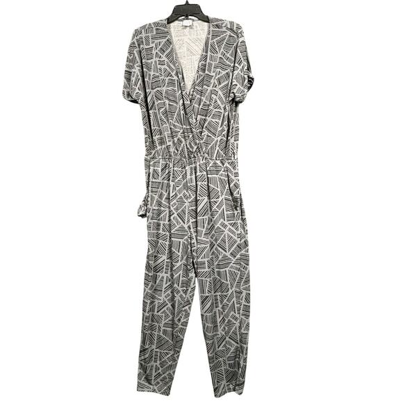 Peyton Jensen Jumpsuit Womens Large Geometric Pockets Elastic Waist Made USA - Picture 1 of 11